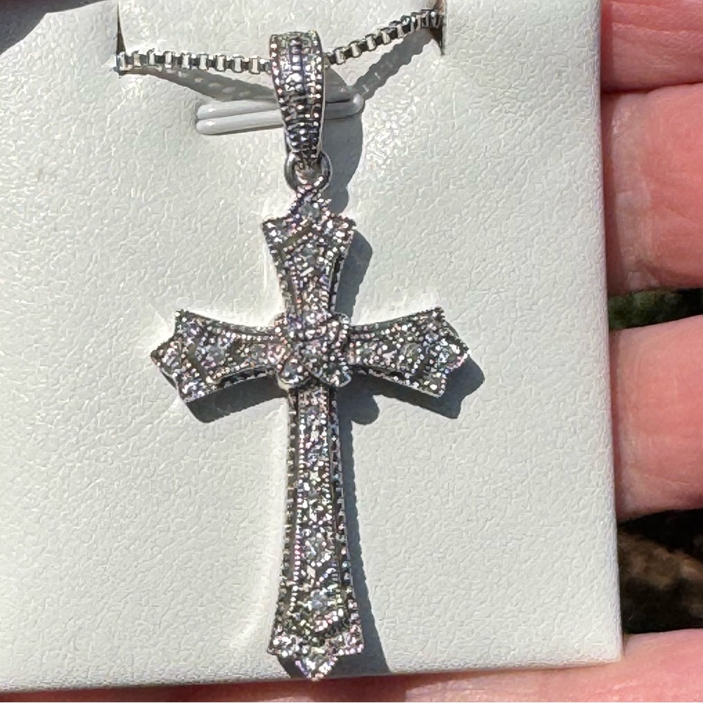 925 Affinity Diamond Cross Enhancer Necklace - image 7